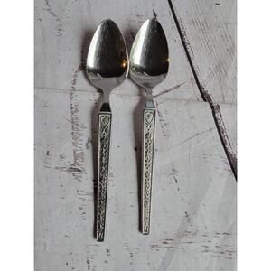 Vintage United Silver Co. USI2 Stainless Steel 2 Spoons 6 Inches